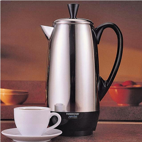 FARBERWARE FCP412 Electric Percolator, 2 to 12 Cup Capacity, 1 W, Stainless Steel, Knob Control [SKU: ORG6207625]