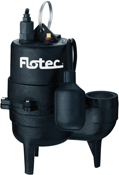 Flotec FPSE3601A-04 Sewage Pump, 13 A, 115 V, 0.5 hp, 2 in Outlet, 18 ft Max Head, 9000 gph, Iron [SKU: ORG6294433]