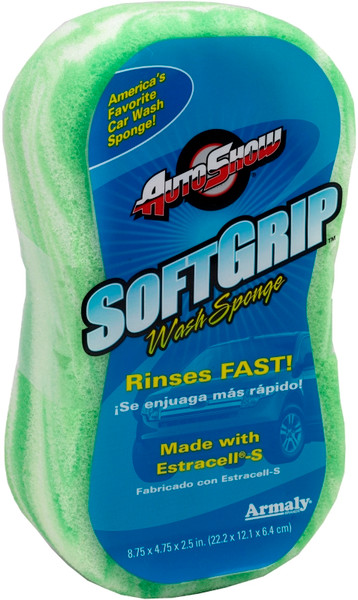 AUTOSHOW 11802 Soft-Grip Sponge, 8-3/4 in L, 4-3/4 in W, 2-7/8 in Thick, Polyester, Assorted [SKU: ORG1181031]
