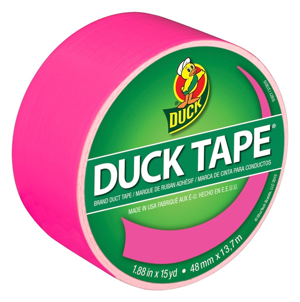 Duck 1265016 Duct Tape, 15 yd L, 1.88 in W, Vinyl Backing, Neon Pink [SKU: ORG2476620]