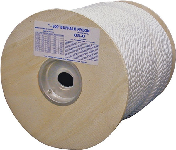 T.W. Evans Cordage 85-070 Rope, 1/2 in Dia, 600 ft L, 704 lb Working Load, Nylon, White [SKU: ORG2169092]