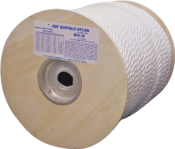 T.W. Evans Cordage 85-073 Rope, 5/8 in Dia, 300 ft L, 1144 lb Working Load, Nylon, White [SKU: ORG5390364]