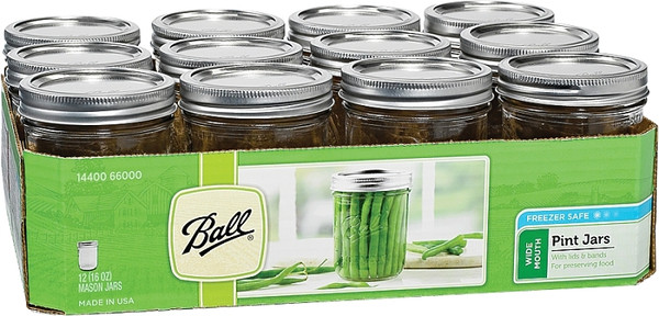 Ball 66000 Mason Jar, 1 pt Capacity, Glass/Tinplate Steel [SKU: ORG9375247]