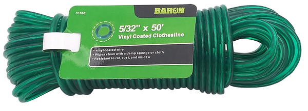 BARON 51503 Clothesline, #5, 50 ft L, Plastic/Vinyl, Green, 72 lb Working Load [SKU: ORG7459118]
