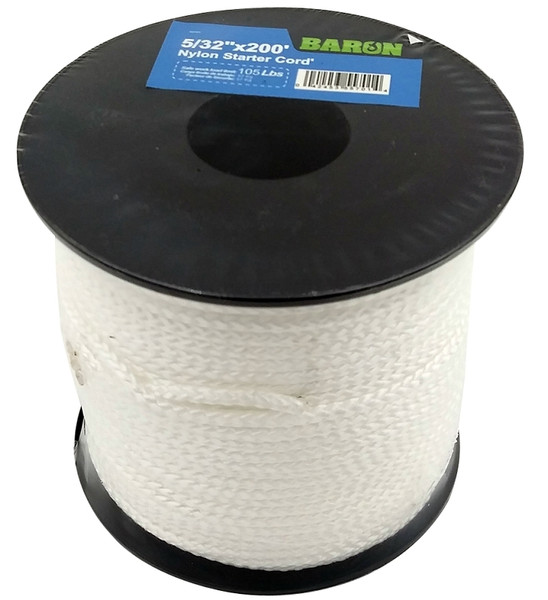 BARON 55701 Cord, 5/32 in Dia, 200 ft L, #5, 105 lb Working Load, Nylon/Poly, White [SKU: ORG4694667]