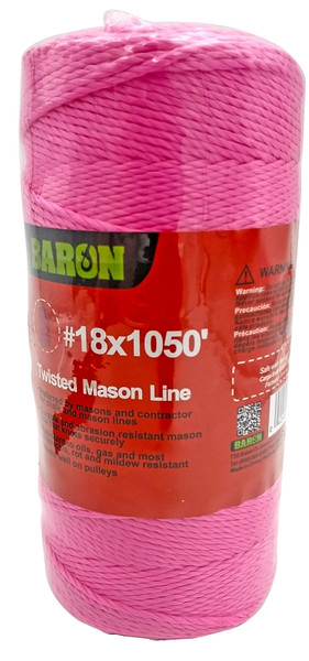 BARON 10819 Mason Line, #18 Dia, 1050 ft L, 13 lb Working Load, Polypropylene, Pink [SKU: ORG7458896]