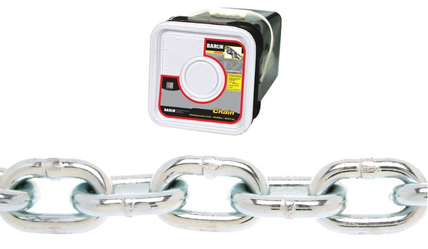 BARON PC3038SP Proof Coil Chain, 3/8 in, 45 ft L, 30 Grade, Steel, Zinc [SKU: ORG3032802]