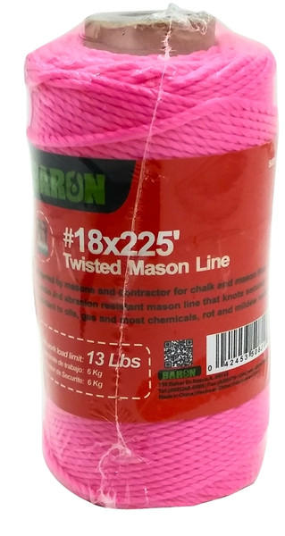 BARON 50815 Seine Twine, #18 Dia, 225 ft L, 13 lb Working Load, Polypropylene, Neon Pink [SKU: ORG7459050]