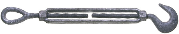 BARON 16-3/8X6 Turnbuckle, 1000 lb Working Load, 3/8 in Thread, Hook, Eye, 6 in L Take-Up, Galvanized Steel [SKU: ORG6343503]