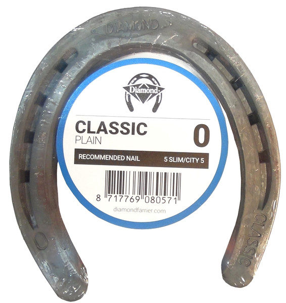 Diamond Farrier DC0PR Classic Plain Horseshoe, 1/4 in Thick, 0, Steel [SKU: ORG7341738]