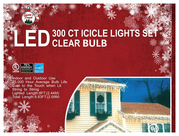 Hometown Holidays 06308 Icicle Light Set, 24 W, 300-Lamp, LED Lamp, Warm White Light, 5000 hr Average Life, 30.1 ft L [SKU: ORG1544956]