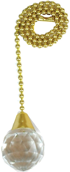 Jandorf 60320 Acrylic Sphere Pull Chain, 12 in L Chain, Solid Brass [SKU: ORG3403888]