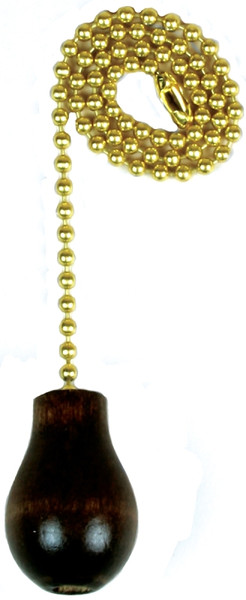 Jandorf 60318 Pull Chain, 12 in L Chain, Brass/Wood, Walnut [SKU: ORG3403961]