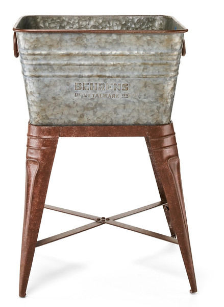 Behrens M19ST1 Planter Tub, 15-1/2 in W, 15-1/2 in D, Square, Steel, Aged [SKU: ORG7383508]