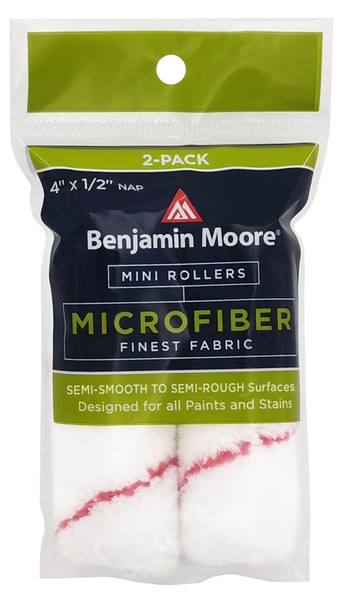 Benjamin Moore U66202-018 Mini Roller Cover, 1/2 in Thick Nap, 4 in L, Microfiber Cover, Red/White [SKU: ORG0250217]