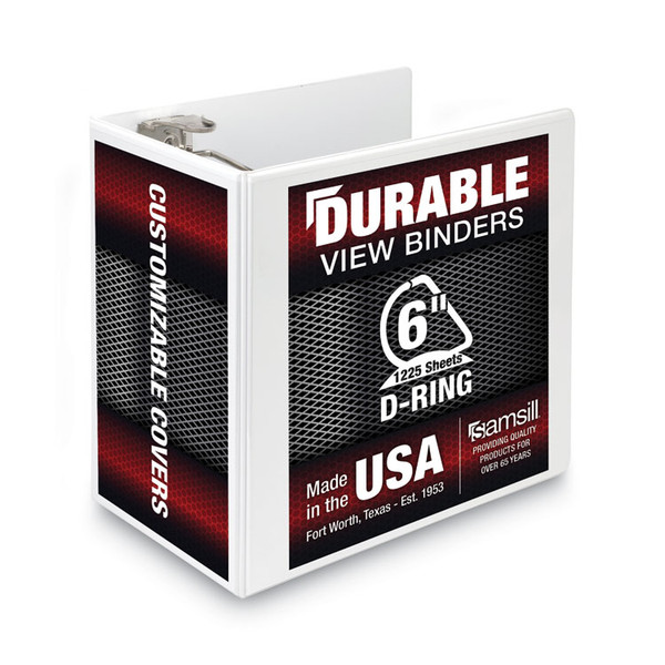 Nonstick D-Ring View Binder, 3 Rings, 6" Capacity, 11 x 8.5, White [SKU: SAM16427]