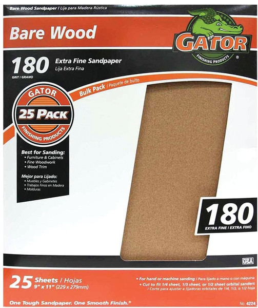 Gator 3273 Sanding Sheet, 11 in L, 9 in W, 180 Grit, Garnet Abrasive [SKU: ORG0019638]