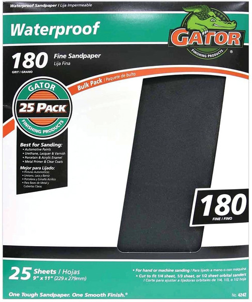 Gator 3284 Sanding Sheet, 11 in L, 9 in W, 180 Grit, Silicone Carbide Abrasive [SKU: ORG9316100]