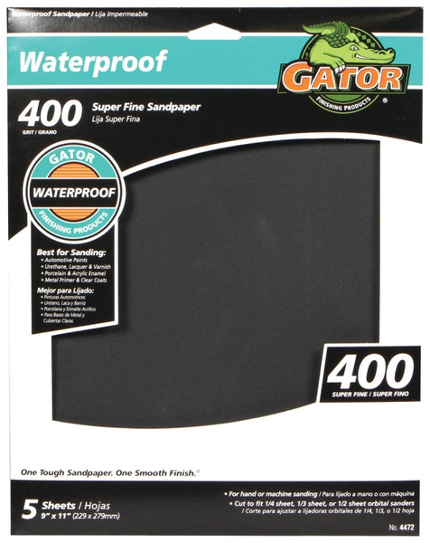 Gator 4472 Sanding Sheet, 9 in L, 11 in W, 400 Grit, Very Fine, Silicone Carbide Abrasive [SKU: ORG2195964]