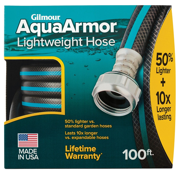 GILMOUR MFG AquaArmor 869001-1001 Lightweight Garden Hose, 100 ft L, Plastic [SKU: ORG8719288]