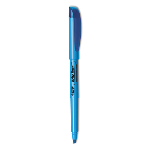 Brite Liner Highlighter, Fluorescent Blue Ink, Chisel Tip, Blue/Black Barrel, Dozen [SKU: BICBL11BE]
