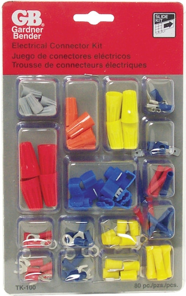 GB TK-100 Wire Connector Kit, Solderless, Assorted, For: 22 to 10 AWG Wire, 100 -Piece [SKU: ORG6748883]