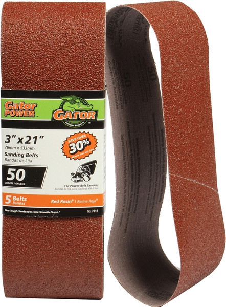 Gator 7012 Sanding Belt, 3 in W, 21 in L, 50 Grit, Coarse, Aluminum Oxide Abrasive [SKU: ORG9918061]