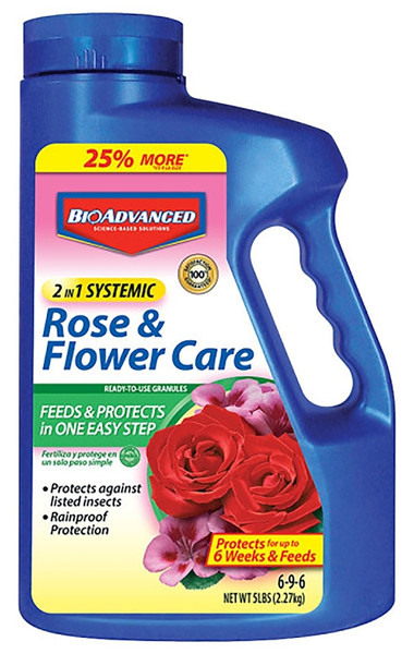 BioAdvanced 708110A Systemic Rose and Flower Care, 5 lb Bottle, Granular, 6-9-6 N-P-K Ratio [SKU: ORG2861615]