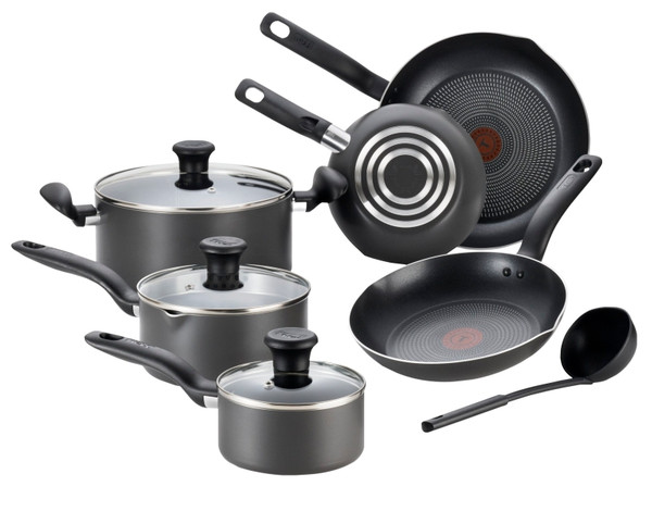 T-fal B167SA64 Cookware Set, Aluminum, Gray, 10-Piece [SKU: ORG1331529]