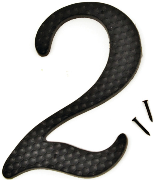 HY-KO DC-5/2 House Number, Character: 2, 4-3/4 in H Character, 2-3/4 in W Character, Black Character, Aluminum [SKU: ORG6531982]