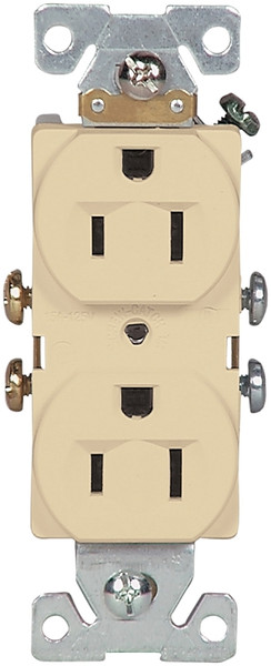 Eaton Wiring Devices 827V-BOX Duplex Receptacle, 2 -Pole, 15 A, 125 V, Side Wiring, NEMA: 5-15R, Ivory [SKU: ORG4170239]