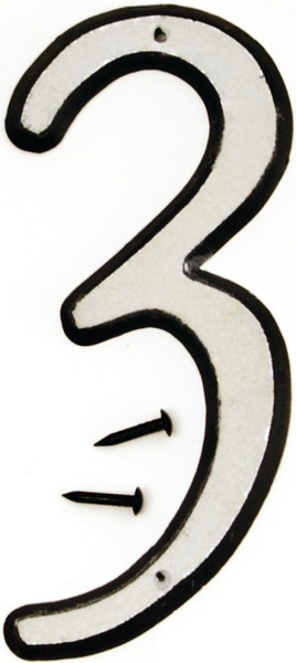 HY-KO 30600 Series 30603 House Number, Character: 3, 4 in H Character, Black/White Character, Plastic [SKU: ORG6635551]