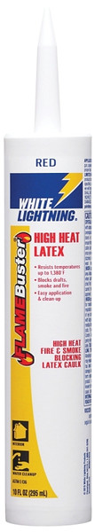 WHITE LIGHTNING FLAME BUSTER W44017010 Adhesive Caulk, Red, 40 to 120 deg F, 10 oz Cartridge [SKU: ORG3062502]