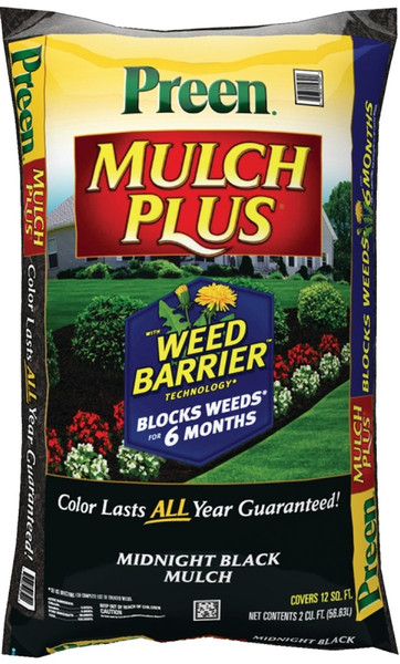 Preen 95456138 Mulch Plus Weed Barrier Bag, Granular, Midnight Black Bag [SKU: ORG1963230]