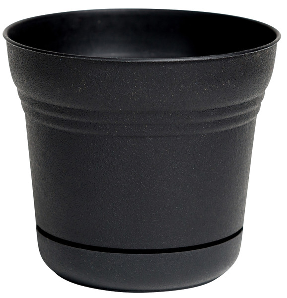 Bloem Saturn SP1000 Planter, 9.8 in Dia, Round, Plastic, Black, Matte [SKU: ORG4693412]