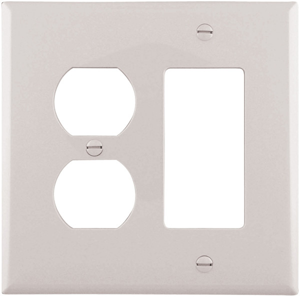 Eaton Wiring Devices PJ826W Combination Wallplate, 4-7/8 in L, 4-15/16 in W, 2 -Gang, Polycarbonate, White [SKU: ORG6130520]