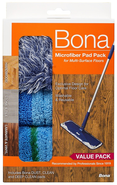 Bona AX0003496 Cleaning and Dusting Pad Pack, 15 in L, 4 in W, Microfiber Cloth [SKU: ORG7411945]