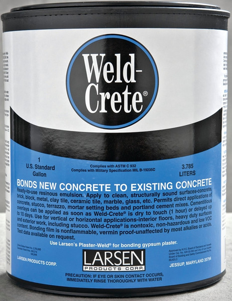 Larsen Weld-Crete WCG04 Bonding Agent, Liquid, Low to Slight Acetic, Blue, 1 gal Pail [SKU: ORG2507754]
