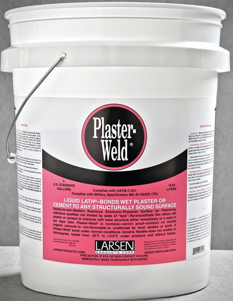 Larsen Plaster-Weld PWP05 Bonding Agent, Liquid, Low to Slight Acetic, Pink, 5 gal Pail [SKU: ORG0382838]