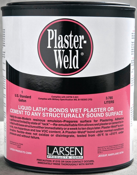 Larsen Plaster-Weld PWG04 Bonding Agent, Liquid, Low to Slight Acetic, Pink, 1 gal Pail [SKU: ORG8367104]