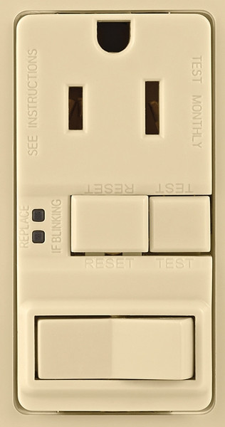 Eaton Wiring Devices VGFS15V-MSP GFCI Receptacle and Switch, 2 -Pole, 15 A, 125 VAC, NEMA: NEMA 5-15R, Ivory [SKU: ORG7335854]
