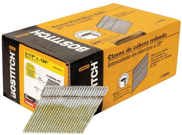 Bostitch S12DGAL-FH Framing Nail, 3-1/4 in L, Steel, Coated, Round Head, Smooth Shank [SKU: ORG0726562]