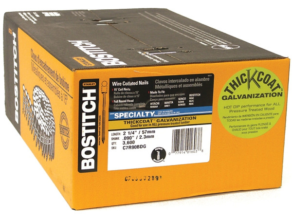 Bostitch C7R90BDG Siding Nail, 2-3/16 in L, Steel, Thickcoat, Full Round Head, Ring Shank [SKU: ORG6168082]