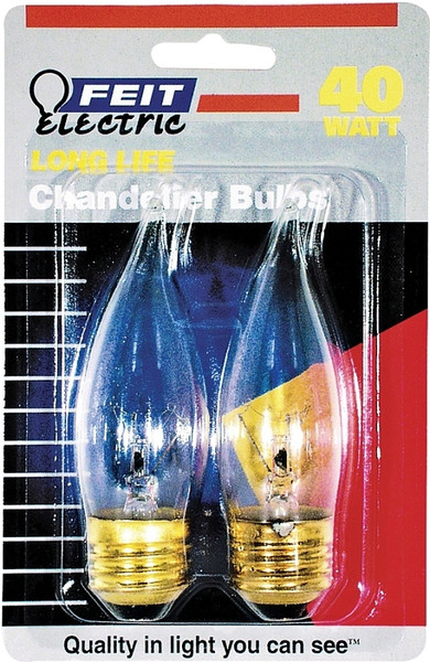 Feit Electric BP40EFC Incandescent Lamp, 40 W, Flame Tip Lamp, Medium E26 Lamp Base, 2700 K Color Temp [SKU: ORG6049647]