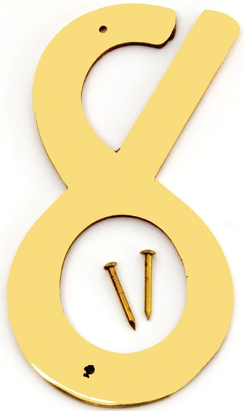 HY-KO BR-40/8 House Number, Character: 8, 4 in H Character, 2-1/2 in W Character, Brass Character, Brass [SKU: ORG6325468]