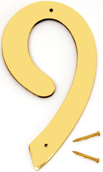 HY-KO BR-40/9 House Number, Character: 9, 4 in H Character, 2-1/2 in W Character, Brass Character, Brass [SKU: ORG6326524]