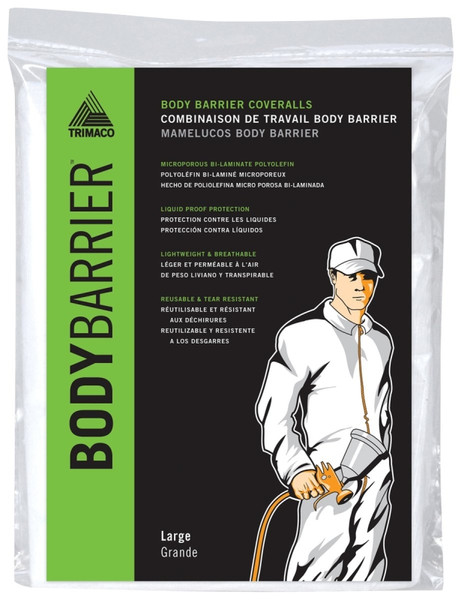 Trimaco 09953 Protective Coveralls, L, Zipper Closure, Polyolefin, White [SKU: ORG1801000]