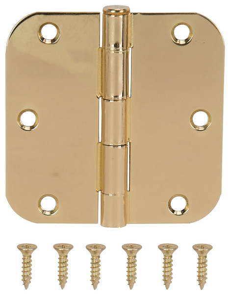 ProSource 20347BBX Door Hinge, Steel, Bright Brass, Loose Pin, 180 deg Range of Motion, Screw Mounting [SKU: ORG9312851]