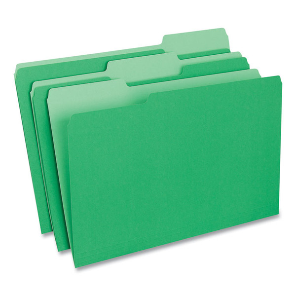 Deluxe Colored Top Tab File Folders, 1/3-Cut Tabs: Assorted, Legal Size, Bright Green/Light Green, 100/Box [SKU: UNV10522]