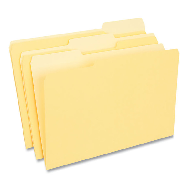 Deluxe Colored Top Tab File Folders, 1/3-Cut Tabs: Assorted, Legal Size, Yellow/Light Yellow, 100/Box [SKU: UNV10524]